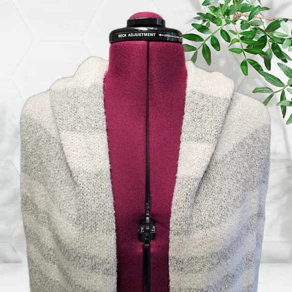 Eddie Bauer Lounge Sleepwear Cozy Hooded Open Front Cardigan Grey Stripe - Picture 7 of 16